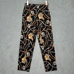 B&J Women’s Straight Leg Equestrian Bridle Saddle Print High Rise Pants Sz 8